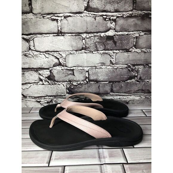 OluKai Ohana Pink Synthetic Black Flip Flops Beach Sandals Women Sz 11M US/41EU - Picture 4 of 16